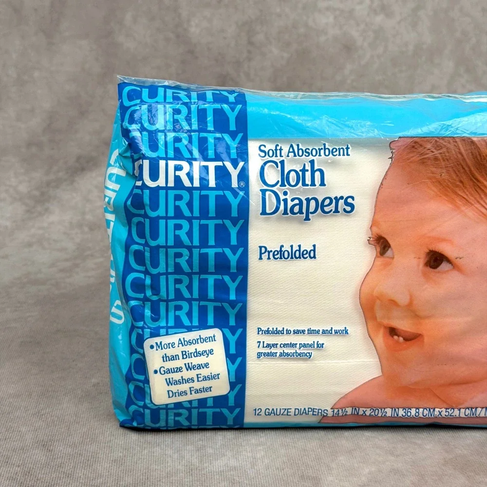 Curity Prefolded Cloth Diapers 12 Pack 100% Cotton Gauze White 14.5x20.5 Vintage